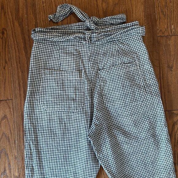 Anthropologie Cartonnier navy gingham tie waist pleated pant 4 - Picture 12 of 13